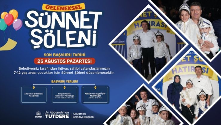 Adıyaman Belediyesi’nin 2. Geleneksel Sünnet Şöleni İçin Başvurular Başladı