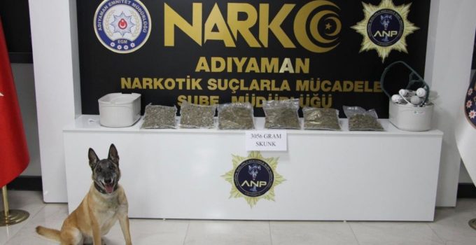 Adıyaman’da narkotik operasyonu: 3 kilo skunk ele geçirildi